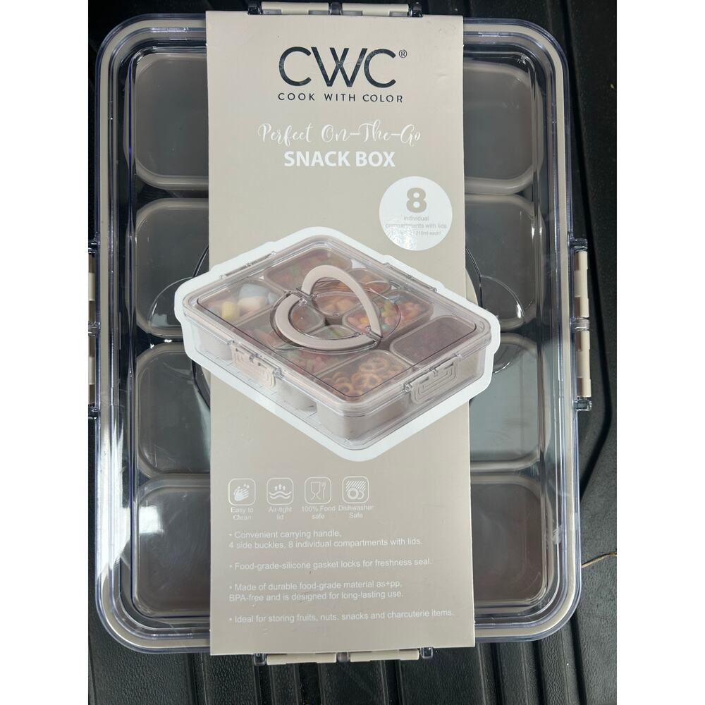 Cook With Color Snack Box New Beige Tan With 8 Compartments